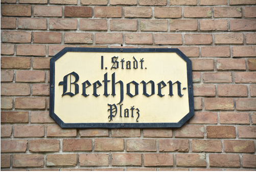 Gedenktafel am Beethovenplatz in Wien, Österreich